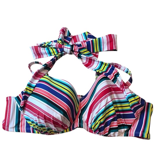 Swim by Cacique Rainbow Stripe Underwire Bikini Top Size 42C - Picture 5 of 9